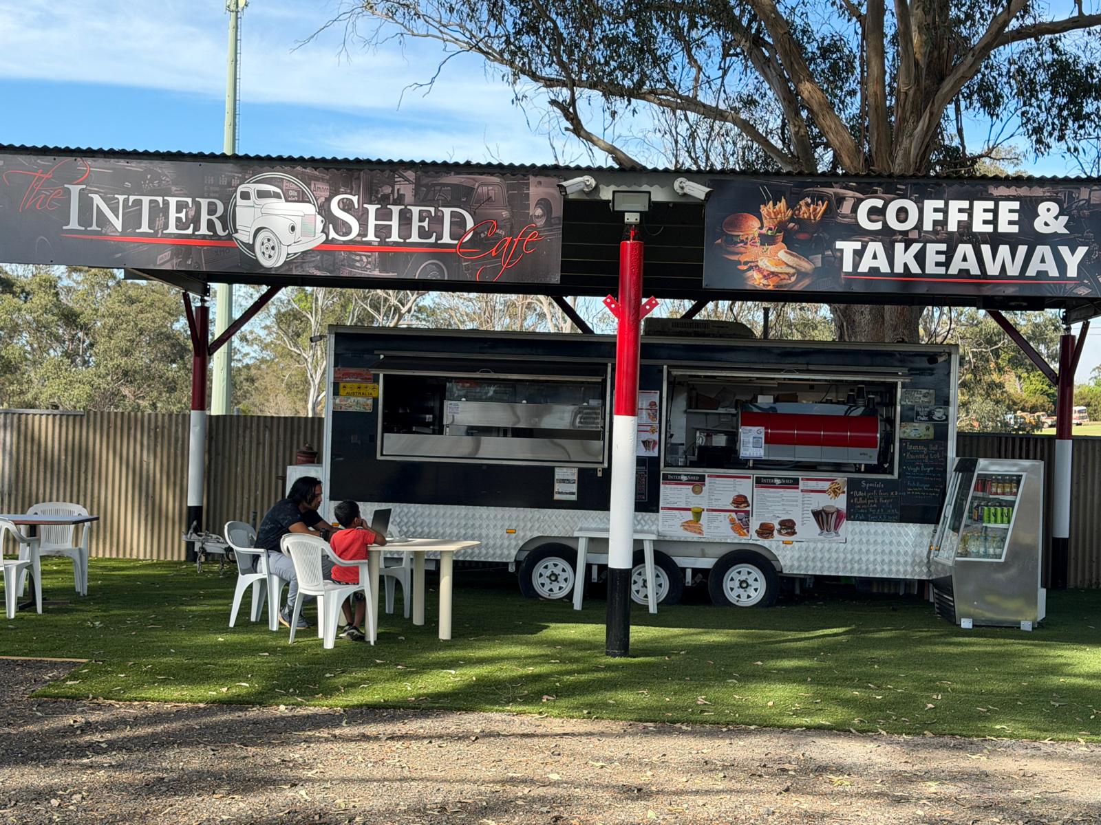The Inter Shed Cafe coffee and takeaway trailer with outdoor seating
